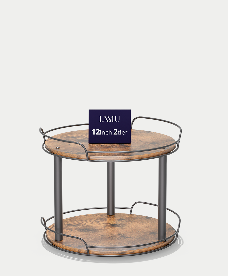 Double-Decker Wood Lazy Susan