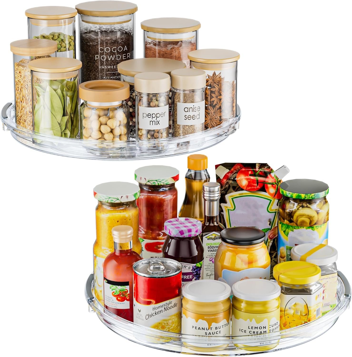 LAMU 12 in Lazy Susan Turntable, 2 Pack Clear Spice Rack, Organizer Storage